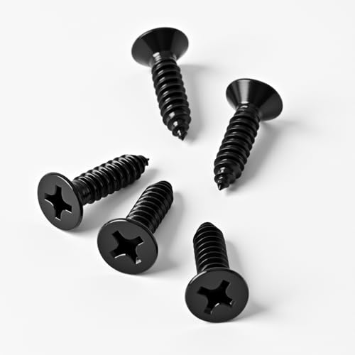 #4 x 1 (100 Pack) Flat Head Sheet Metal Screws Phillips Drive Self-Tapping Wood Screws, Black Oxide 304 Stainless Steel Screw (18-8), Corrosion Resistant Screws - size: #4 x 1"