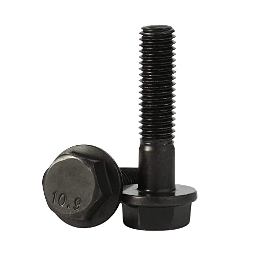 Mellewell M6 x 40mm Flanged Hex Head Bolts Flange Hexagon Screws, Half Thread, Alloy Steel, Black Oxide Finish, Quantity 10 - size: M6-1.0 x 40mm