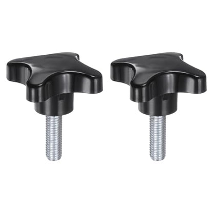 HARFINGTON 2pcs Star Knobs M10 x 30mm Male Thread Plastic 4-Star Stud Knob Hand Tightening Clamping Screw Replacement Threaded Handle, Black - size: M10 x 30mm