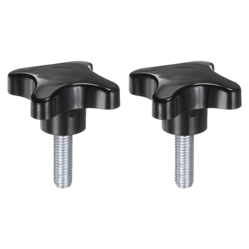 HARFINGTON 2pcs Star Knobs M10 x 30mm Male Thread Plastic 4-Star Stud Knob Hand Tightening Clamping Screw Replacement Threaded Handle, Black - size: M10 x 30mm