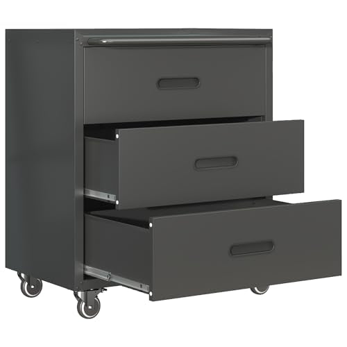 Mobile Garage Tool Storage Cabinet with 3 Drawers,Black Rolling Cabinet - color: Black, style: 3 drawer with wheels