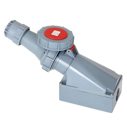 IEC 60309 Waterproof Industrial Connector Socket, 5 Pin 63A 380-415V 3P+E+N 6H IP67 Female Surface Mounted Power Connector, Heavy Duty CEE Industrial Socket for Aviation and Industry