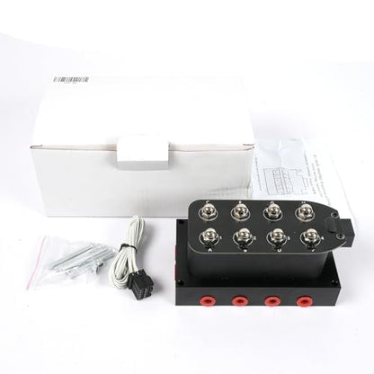 1/4" NPT 12V 4 Corner Block Manifold Solenoid Valve for Air Bag Suspension Systems, 0-300Psi Pressure Rating, Fast Response Time, Heavy-Duty, Universal Fit for Auto & Motorcycle, Aluminum - size: 8 valves