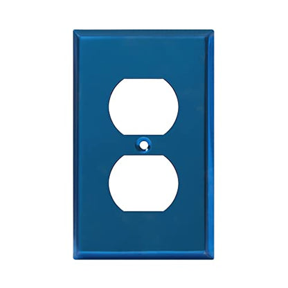 ENERLITES Duplex Receptacle Metal Wall Plate, 1-Gang, Polished Blue - color: Polished Blue, size: Standard Size