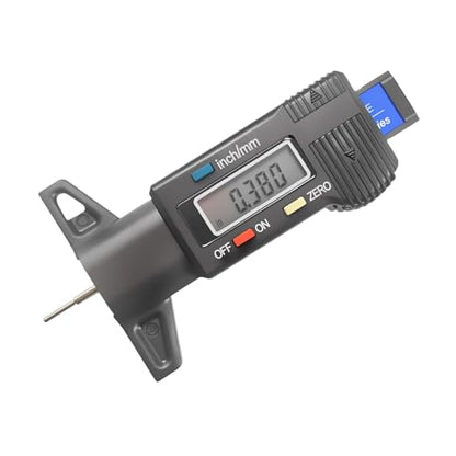Digital Tire Tread Depth Gauge, Portable 0.01mm Resolution, Black - color: Black