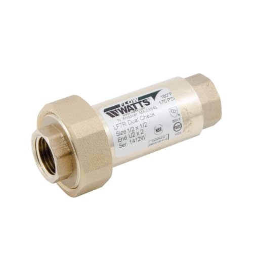 Watts Lead-Free Brass Dual Check Valve Backflow Preventer 1/2" x 1/2" - size: 1/2" x 1/2"