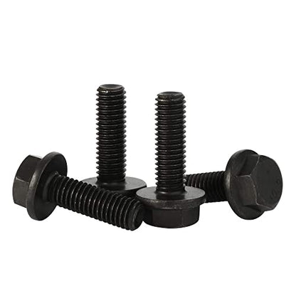 M8 x 50mm Flanged Hex Head Bolts Flange Hexagon Screws, Half Thread, Alloy Steel, Black Oxide Finish, Quantity 10 - size: M8-1.25 x 50mm