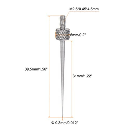 HARFINGTON 3pcs Needle Point Contact Points R0.15 M2.5 Thread 31mm Length 303 Stainless Steel Pointed Head for Dial Digital Indicators Depth Gauge - size: R0.15x31mm