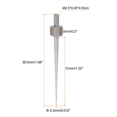 HARFINGTON 3pcs Needle Point Contact Points R0.15 M2.5 Thread 31mm Length 303 Stainless Steel Pointed Head for Dial Digital Indicators Depth Gauge - size: R0.15x31mm