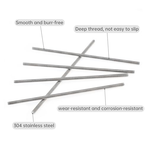 5Pack M8-1.25 x 250mm Fully Threaded Rod Studs, CLAHJQX 304 Stainless Steel Length Fully Threaded Screw Rod for Anchor Bolts/Clamps/Hangers Beaded Garden Stake Rods U Bolts with M8 Hex Nuts