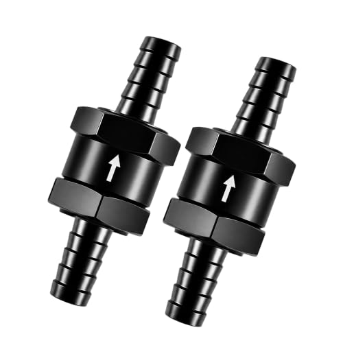 5/16" 2PCS Fuel One-way Check Valve, Aluminium Alloy 8mm OD Fuel Line Check Valve One Way Non Return for Diesel Gasoline Water, Black (Set of 2) - color: Black, size: 5/16" (8mm)