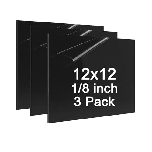 ABS Plastic Sheet 1/8 Inch Thick - 3PACK 12" x 12" Black Rigid ABS Board Impact Resistant Heat Moldable ABS Plastic Panel for Industrial DIY Projects, Home Decor, Handicrafts - (Frosted & Smooth) - size: 12x12x1/8 inch