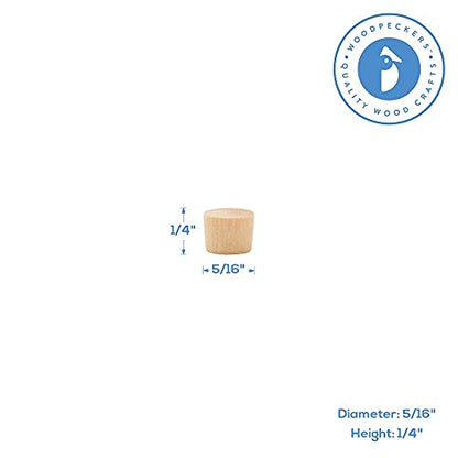 Wood Plugs for Furniture, 5/16 inch Maple Flat-Head Plug, Wooden Screw-Hole Plug Covers - Pack of 100 by Woodpeckers - size: 5/16 inch
