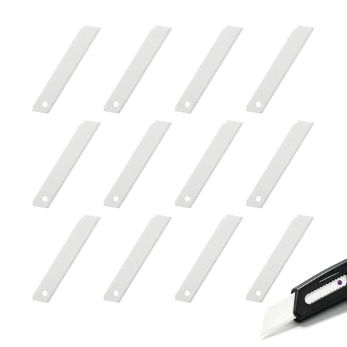18mm Ceramic Utility Knife Blades Refills, 12 Pack - 60 Degree Snap Off Replacement Blades for Box Cutters, Never Rusts, Non-Magnetic, Non-Conductive Craft Knife Blade - color: 18mm/60 Degrees
