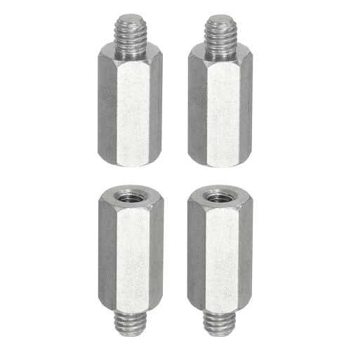 PATIKIL Standoff Screws, 4pcs M6x6mm Male to H10 M5x20mm Female 304 Stainless Steel Thread Reducing Hex Standoff Spacer Screw Nuts Thread Adapters Reducer for PCB Motherboard - size: M6x6mm Male to H10 M5x20mm Female