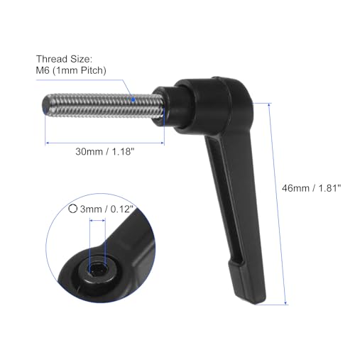 uxcell 4pcs Clamping Lever Handles, M6 x 30mm 304 Stainless Steel Threaded Male Stud, Adjustable Handles Locking Quick Release Ratchet Push Button Bolt Knobs, Black - size: M6 x 30mm