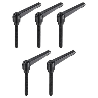 uxcell 5pcs Adjustable Clamping Lever Handle M8 x 70mm Metric Black Oxide Carbon Steel Male Threaded Stud Hand Knobs Ratchet Rotating Screw Handles Bolts with Locking Lever Black - size: M8 x 70mm