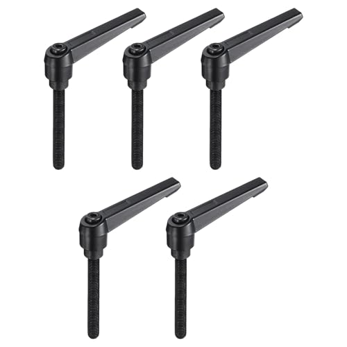 uxcell 5pcs Adjustable Clamping Lever Handle M8 x 70mm Metric Black Oxide Carbon Steel Male Threaded Stud Hand Knobs Ratchet Rotating Screw Handles Bolts with Locking Lever Black - size: M8 x 70mm