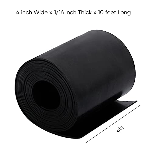 Neoprene Rubber Sheet Roll - 1/16 Inch Thick x 4 Inch Wide x 10 Feet Long Solid Rubber Gasket Seal for DIY Gaskets, Pads, Seals, Crafts, Flooring, Cushioning of Anti-Vibration, Anti-Slip - size: W:4In x T: 1/16In x L: 10Ft