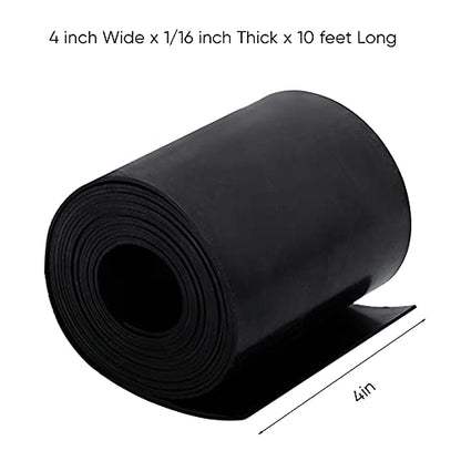 Neoprene Rubber Sheet Roll - 1/16 Inch Thick x 4 Inch Wide x 10 Feet Long Solid Rubber Gasket Seal for DIY Gaskets, Pads, Seals, Crafts, Flooring, Cushioning of Anti-Vibration, Anti-Slip - size: W:4In x T: 1/16In x L: 10Ft