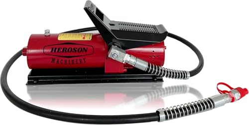 HEROSON High Pressure Pneumatic Pump, 10,000 PSI, 0.7L Reservoir, NPT 3/8" Oil Outlet, NPT 1/4" Inlet, Foot Operated Air Hydraulic Pump - color: red