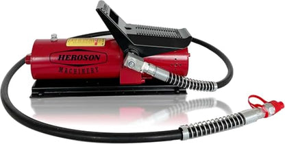 HEROSON High Pressure Pneumatic Pump, 10,000 PSI, 0.7L Reservoir, NPT 3/8" Oil Outlet, NPT 1/4" Inlet, Foot Operated Air Hydraulic Pump - color: red