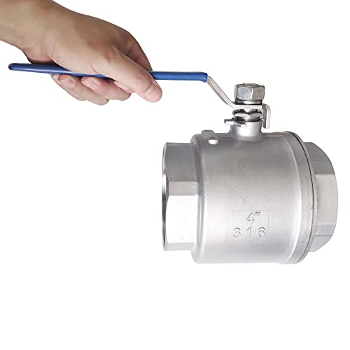 4" Full Port Ball Valves 316 Stainless Steel NPT Female Thread Ball Valve for Water, Oil, and Gas WOG 1000 - size: 4 Inch