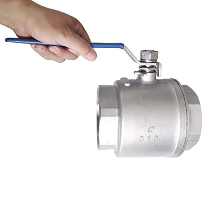 4" Full Port Ball Valves 316 Stainless Steel NPT Female Thread Ball Valve for Water, Oil, and Gas WOG 1000 - size: 4 Inch