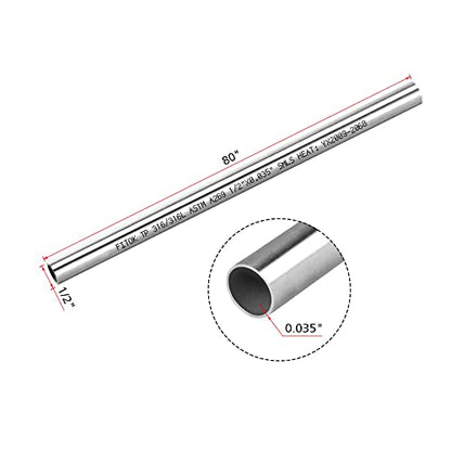 316/316L Stainless Steel Seamless Tubing 1/2" OD × 0.035" Wall × 80" Length Tube Annealed ASTM A269 (3pcs) - size: 1/2" OD × 0.035" Wall × 80" L