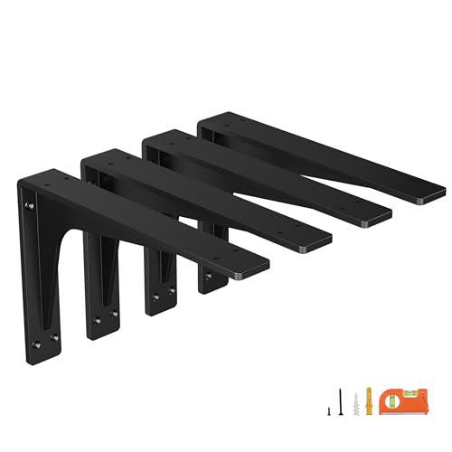 NEODROP 10 Inch Heavy Duty Shelf Brackets, Premium Metal Wall Bracket for Mantel, Countertop Support, Garage Storage Shelves | High Strength Corner Brace | 4-Pack Floating Shelf Hardware - size: 10 Inch, style: 4 Pack