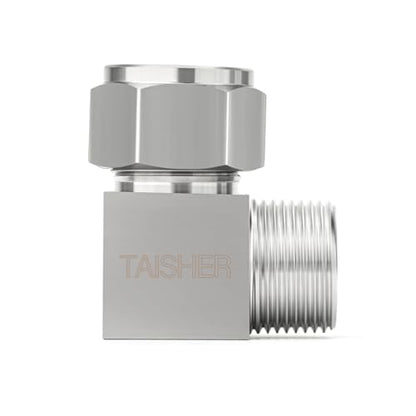 TAISHER 2PCS 304 Stainless Steel Square 90 Degree Compression Tube Pipe Fitting Connector, 1/2" Tube OD x 3/8" NPT Male Adapter - size: 1/2" OD x 3/8" MNPT