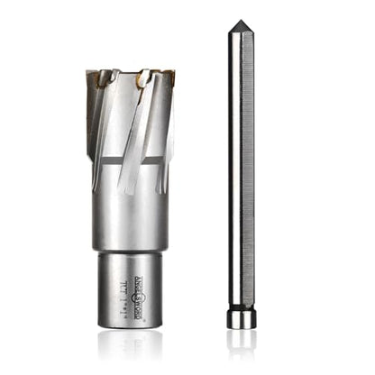 ANGELSWORD TCT Annular Cutter Diameter 1", Cutting Depth 1-3/8" Tungsten Carbide Tipped, Mag Drill Bits Kit for Magnetic Drill Press, with One 5/16"*3.5" Pilot Pin - size: J. 26mm(1"+0.02"), style: TCT 1-3/8" Cut Depth