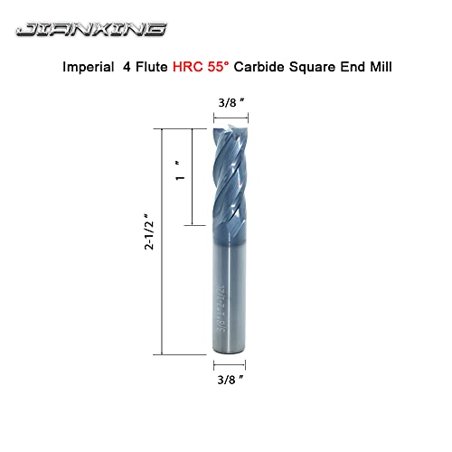 3/8" Carbide Square End Mill, 4 Flute, AlTiN Coating, 1 Pc - size: 3/8" (1 Pc), style: For Alloy Steels