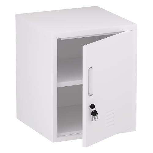 JINGUR Metal Storage Locker Cabinet with Locking Door and Adjustable Shelf for Home Office Classroom Workshop Organization (White) - color: White