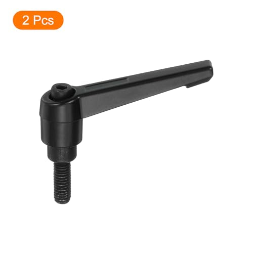 uxcell 2Pcs M6 x 16mm Adjustable Knobs Handle Male Thread Push Button Ratchet Quick Release Locking Rotating Bolt for Lathe Machinery, Black - size: M6 x 16mm