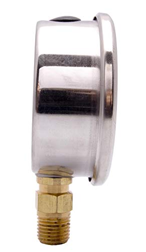 2-1/2" Oil Filled Pressure Gauge, Stainless Steel Case, 0-160 PSI, 1/4" NPT - size: [0-160 PSI]