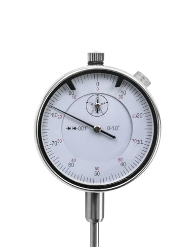 QWORK 0-1 Inch Dial Indicator with Carbide Anvil, 2 Pack, 0.001 Inch Resolution, Interchangeable Flat & Lug Back – 2 Inch Dial, Twist-Lock Bezel