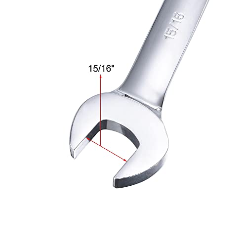 uxcell 15/16 Inch Ratcheting Combination Wrench SAE 72 Teeth 12 Point - size: 15/16"