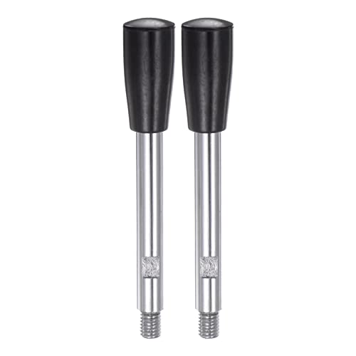 HARFINGTON 2pcs Clamping Handles M8 Thread 116mm (4.6") Length Chrome Plated Revolving Crank Handle Grip Handwheel Screw Stem for Lathe Machine - color: Black, size: M8 x 116mm