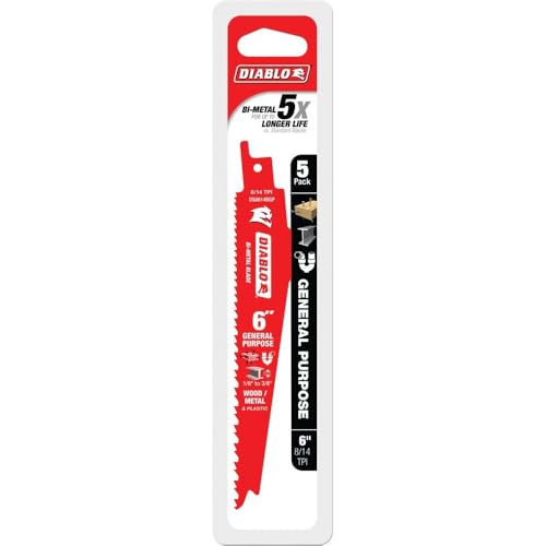 Diablo Bi-Metal Reciprocating Saw Blade - 6" Length, 8/14 TPI, 5-Pack - size: 6" General Purpose