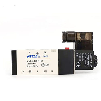 Solenoid Valve 3/8"PT Pneumatic AirTAC 4V310-10 Air 12V/24V/110V/220V Single Coil Pilot-Operated Electric 2 Position 5 Way Connection Type (4V310 PT3/8, AC110V) - size: 4V310 PT3/8, style: AC110V