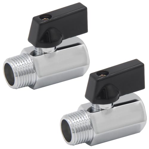 Joywayus 2pcs Shut Off Valve Brass Ball Valve 3/8" NPT Male x 3/8” NPT Female Standard Connections with Polished Chrome Finish - size: 3/8 NPT (O.D x I.D: 5/8" x 5/8"), style: 2PCS