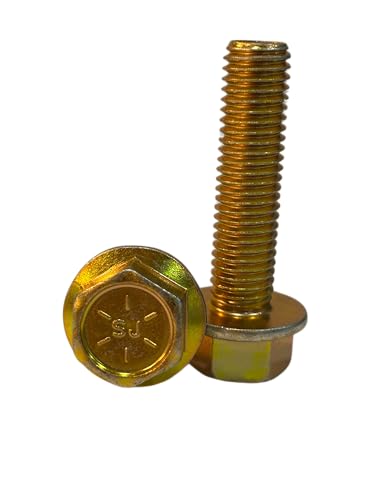 (15 Pieces) 5/8-11x2 1/2" Grade 8 Hex Flange Bolts Screws UNC Coarse Full Threads Zinc Yellow Trivalent