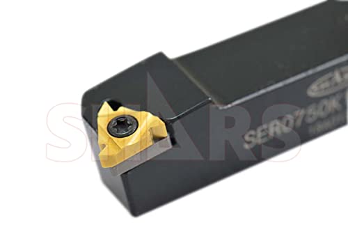 Shars 3/4" SER-0750-K16 RH External Indexable Threading ToolHolder with 16ER Carbide Insert 404-1281 P] - size: 3/4" x 5", style: Right Hand