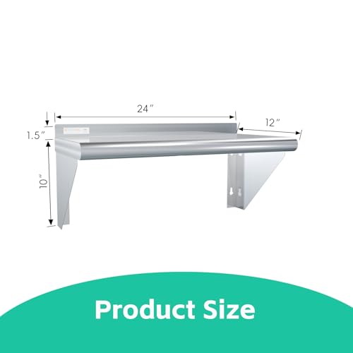 STABLEINK NSF Stainless Steel Wall Shelf 12x24 Inches, Commercial Kitchen - size: 12"x24"