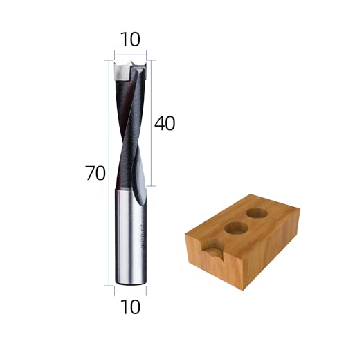 HUHAO 10mm Carbide Tipped Brad Point Boring Bit,Right Hand Dowel Drill Bits - size: 10mm Dia x 70mm Long x 10mm Shank R