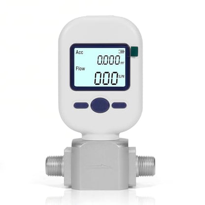 3/8" NPT Portable Digital Thermal Mass Flow Meter for Compressed Air, Nitrogen, Oxygen - 0-100L/min High Accuracy Flow Meter with LCD & RS485 Modbus (MF5708) - size: 3/8" NPT (MF5708)