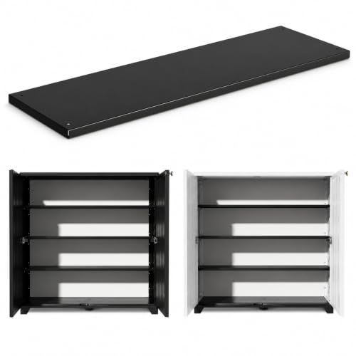 ADDOK Metal Shelf for 60 Gallon Storage Cabinet, 1 Pack Adjustable Storage Shelf 33.7" W x 10" D x 0.4" H, 44 lbs Capacity Replacement Sheves with Hardware, Black, Shelf Only Cabinet Not Included