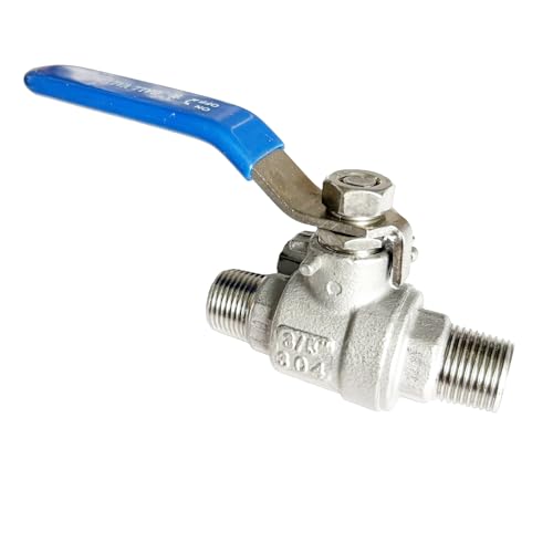 3/8 inch Male to Male Thread Ball Valve 304 Stainless Steel Full Port NPT Thread Ball Valves WOG1000 - size: 3/8 Inch