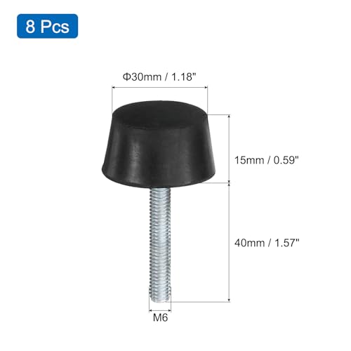 uxcell 8Pcs Thread Adjustable Levelling Feet, 1.18" x 0.59" Rubber Furniture Feet with M6 x 40mm Studs for Table Chair Feet Floor Protector, Black - size: 1.18" x 0.59", M6 x 40mm